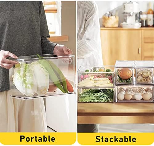 2 Pack Refrigerator Organizer Bins Stackable Fridge Organizer Set with