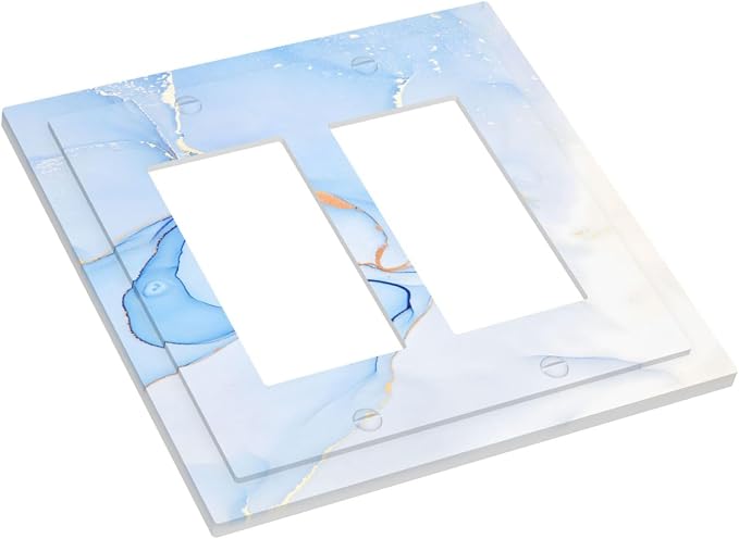 Modern Art Blue Gold Marble Abstract Luxury Print Decorative Outlet Covers 2 - Image 3