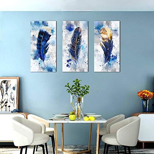 Pogusmavi Blue Canvas Wall Art for Living Room Large Modern Artwork