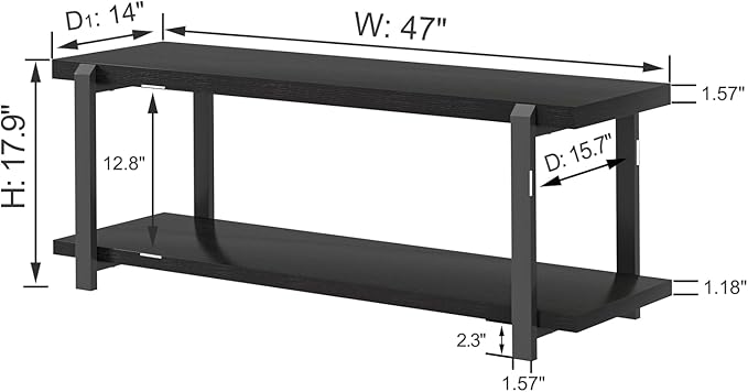 EXCEFUR Entryway Bench, Modern Wood and Metal Storage Bench - Image 2