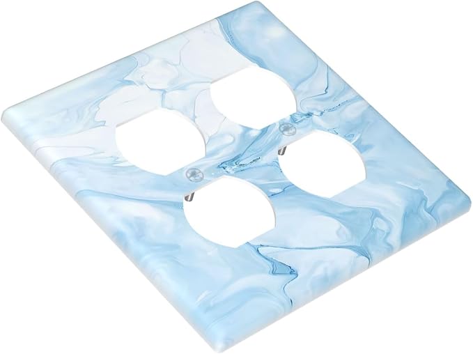 Navy Blue Sea Waves Spilled Ink Marble Simplicity Print Outlet Covers 2 Gang - Image 3