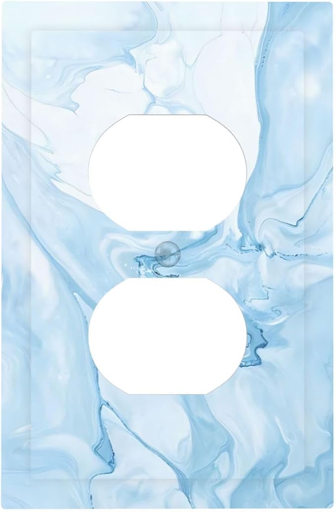 Navy Blue Sea Waves Spilled Ink Marble Simplicity Print Outlet Covers 1 Gang by Unknown
