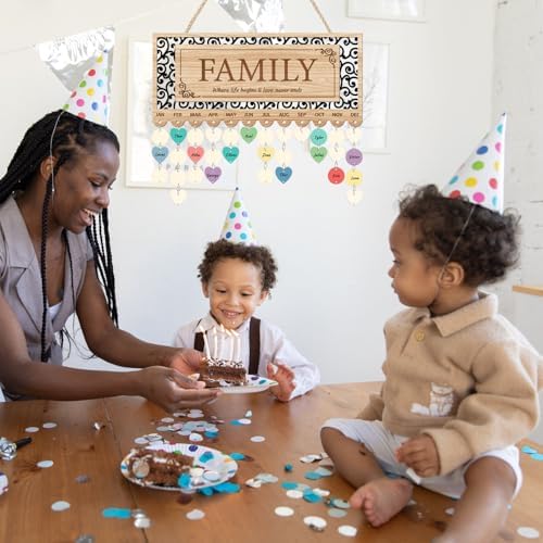 KAlRNE Family Birthday Reminder Board,Birthday Calendar Hanging Wooden
