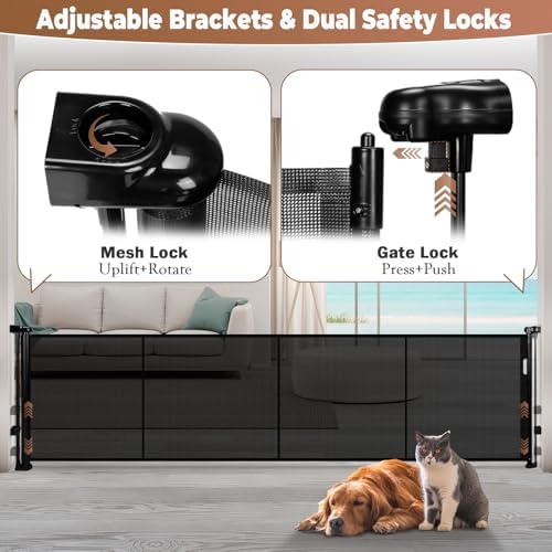 160" Retractable Baby Gate Extra Wide, 41" Tall Retractable Dog Gate
