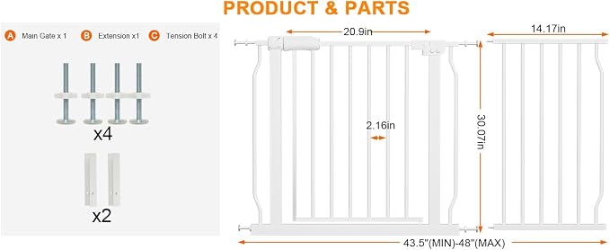 HOOEN Wide Baby Gates for Doorway Stairs Indoor Child Gate for Kid or Pet Dogs - Image 2