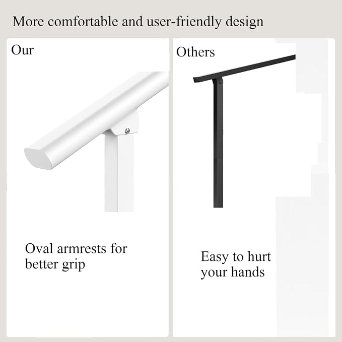 Metty Metal Handrails for Outdoor Steps Suitable for 1 to 5 Steps- Wrought Iron - Image 3