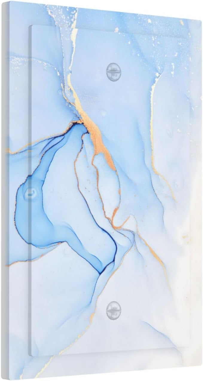 Modern Art Blue Gold Marble Abstract Luxury Print Light Switch Cover Plate 1 - Image 2