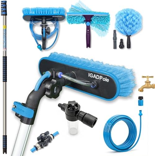 IGADPole 17 FT Water-Fed Washing Kit with Soap-Dispenser, Brush, 10′′