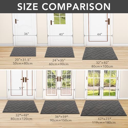 hicorfe Dirt Trapper Indoor Doormat,20"x32" Welcome Door mat,Non Slip