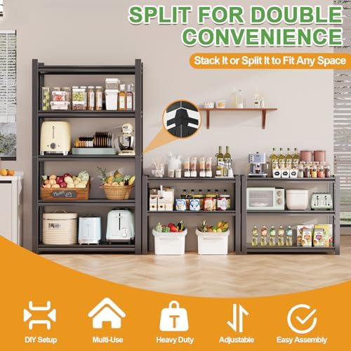 63H Metal Kitchen Storage Shelves, 1600 LBS Heavy Duty Garage Shelving
