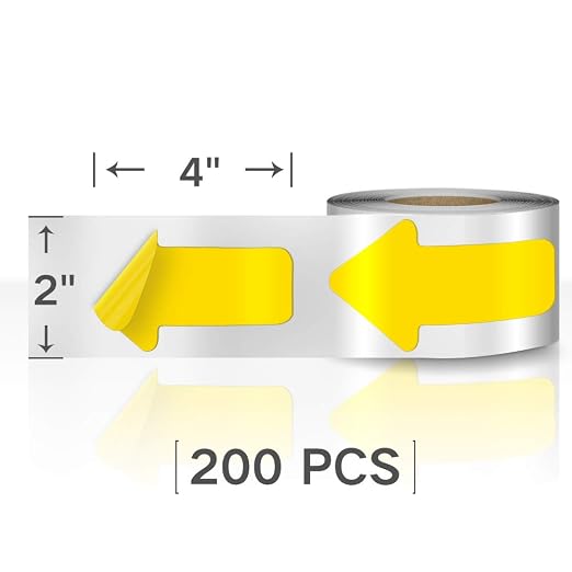 Arrow Floor Sign Tape 2"4" Marking Sticker 200 PCS Decal Tape Yellow - Image 6