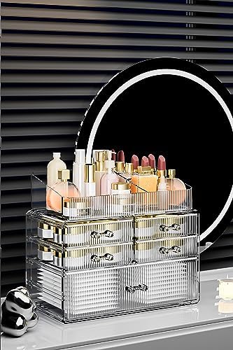 ZHIAI Stackable Organizer, Acrylic Cosmetic Organizer for Dresser