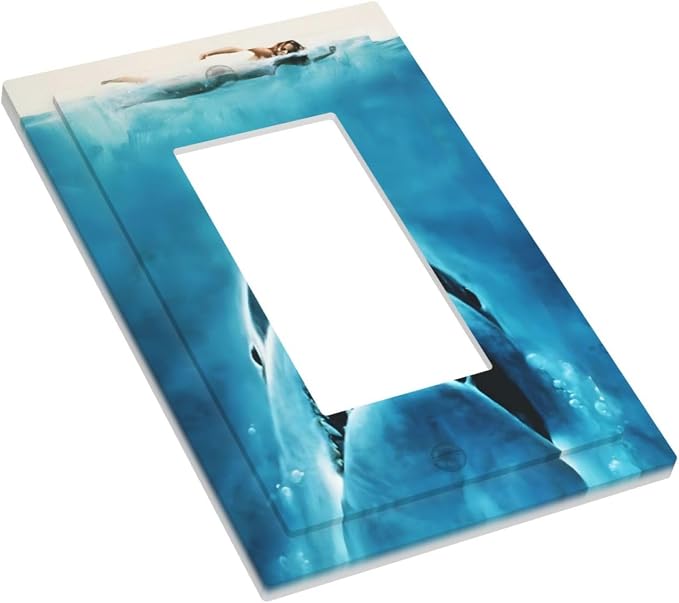 Swimming Woman Funny Shark Blue Ocean Decorative Outlet Covers 1 Gang Single - Image 3