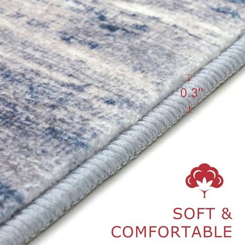 KOZYFLY Modern Abstract Area Rugs 2PCS 2x3 and 2x6 Blue-Grey Machine