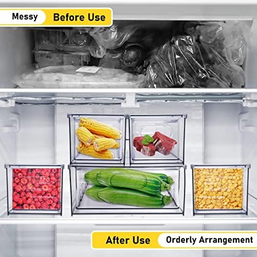 2 Pack Refrigerator Organizer Bins Stackable Fridge Organizer Set with