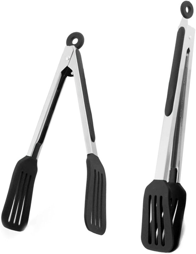 Cooking Tongs 9 inches and 12 inches Stainless Steel Kitchen Silicone Serving - Image 7