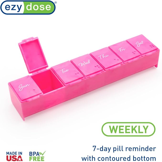 EZY DOSE Weekly Daily Pill Case, Medicine Planner, Vitamin Organizer, - Image 4