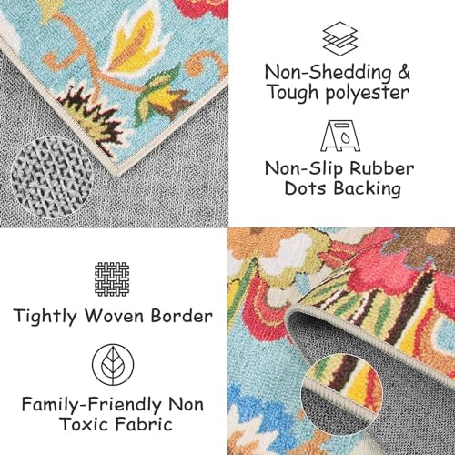 Beeiva Floral 2x3 Small Rugs for Entryway, Non Slip Colorful Door Rugs