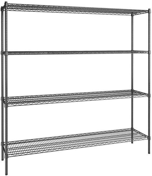 18" x 72" NSF Black Epoxy 4-Shelf Kit by Zedfire