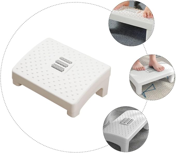 Household Footstool White with Massage Rollers Office Foot Rest Stool Ergonomic - Image 6