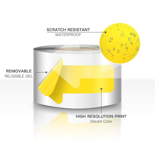 Arrow Floor Sign Tape 2"4" Marking Sticker 200 PCS Decal Tape Yellow - Image 5