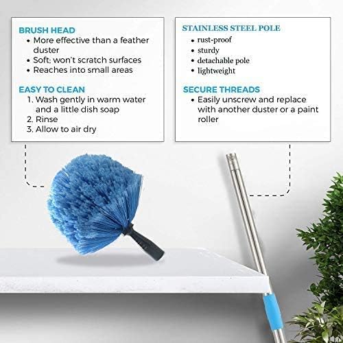 Cobweb Duster with Pole, 4ft Stainless Steel Pole Cobweb Brush with - Image 5
