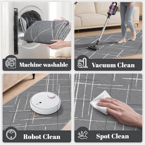 Kitchen Rugs Ultra Non-Slip 2.6x8 Washable Runner Rug Modern Tear and