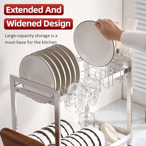 Dish Drying Rack, Double Layered countertop Kitchen Organizer with