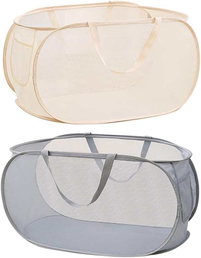 2 Pcs Mesh Popup Laundry Hamper, Opening Laundry Basket, Popup Laundry Basket - Field & Grace