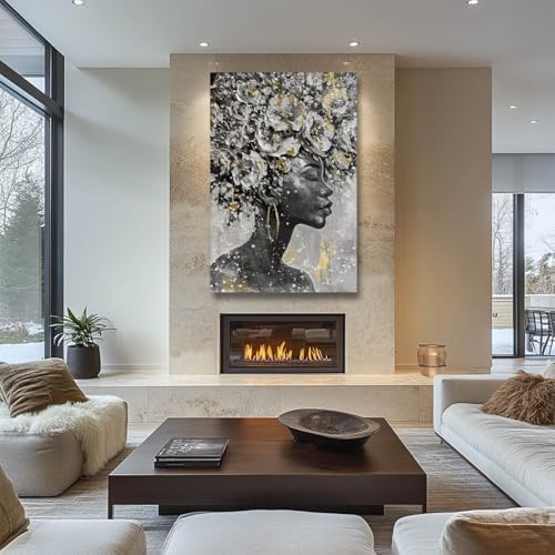 African Woman Wall Art Canvas Modern Portrait Decor Living Room 24x36