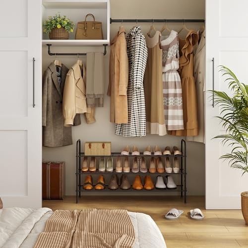Hoctieon 3 Tier Mesh Style Shoe Rack, Entryway Shoe Shelf, Shoe