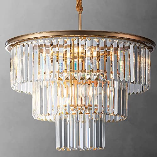 12-Light 23.64" Gold Modern Crystal Chandelier Crystal Pendant