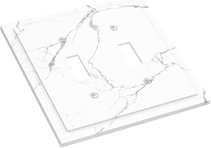 Luxurious White Marble Abstract Print Decorative Switch Plates 2 Gang Double - Image 3