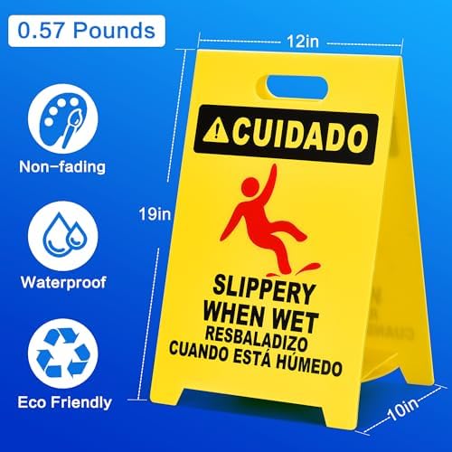 MATTHEW CLEANING 19'' 2 Pack,Industrial Wet Floor Sign 2-Sided Durable