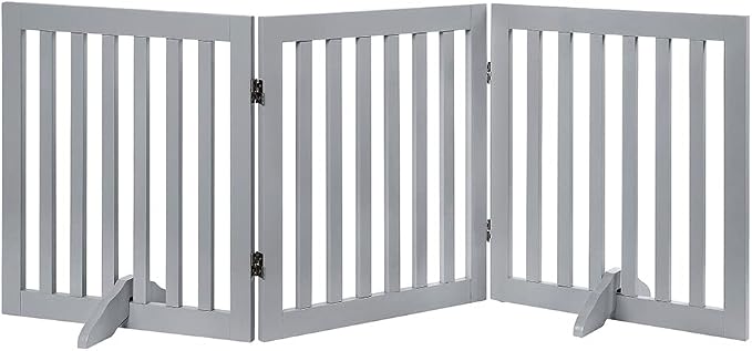 Unipaws Indoor 3 Panels Classic Freestanding Wooden Foldable Pet Gate by unipaws