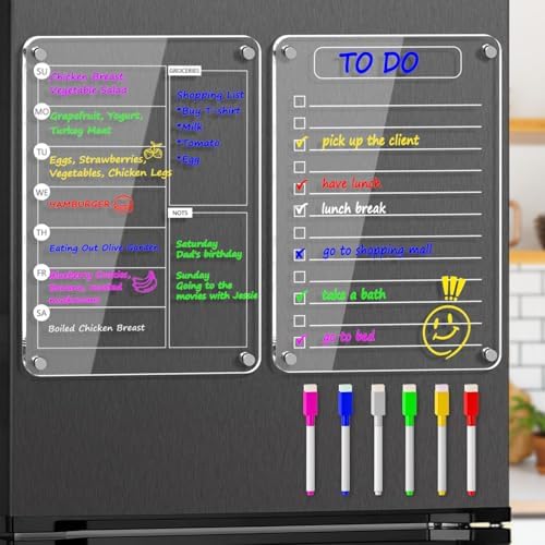 Magnetic Acrylic Weekly Planner and to Do List Set for Fridge – 8"×12"