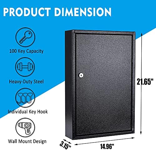 UMEKEN Metal Valet Key Cabinet - 100 Position Car Key Lock Box with