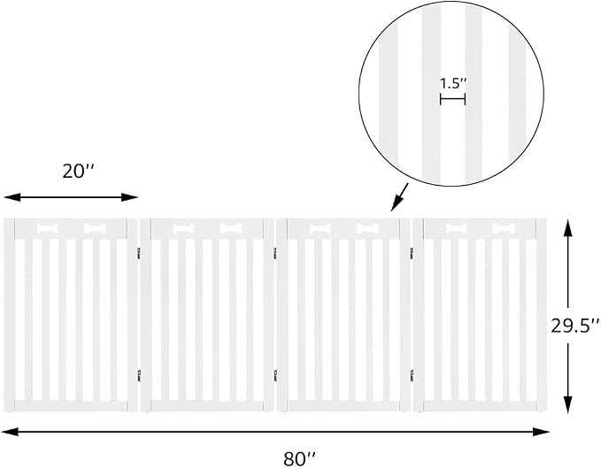 unipaws 29.5'H Free Standing Tall Wooden White Dog Cat Gate, Foldable Pet Fence - Image 4