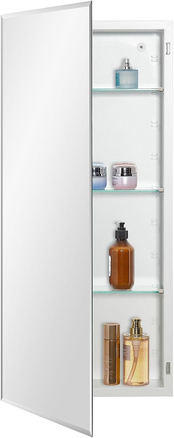 Bathroom Medicine Cabinet with Beveled Edge Mirrored Door 16 x 36 inch by MedicineCabinetsMirrors