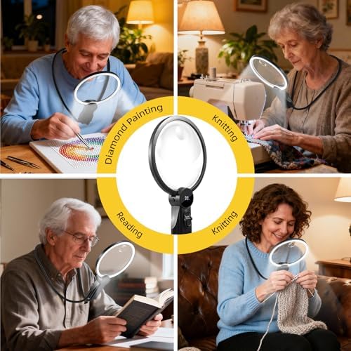 2500mAh Magnifying Glass with Light, Upgrade LCD Display Screen 5X/10X