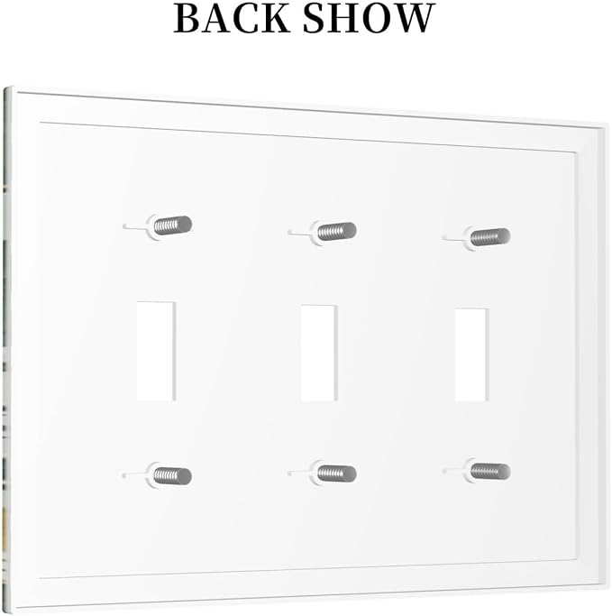 Decorative Switch Plates Boho Tropical Leaves 3 Gang Wall Plate Triple Toggle - Image 4