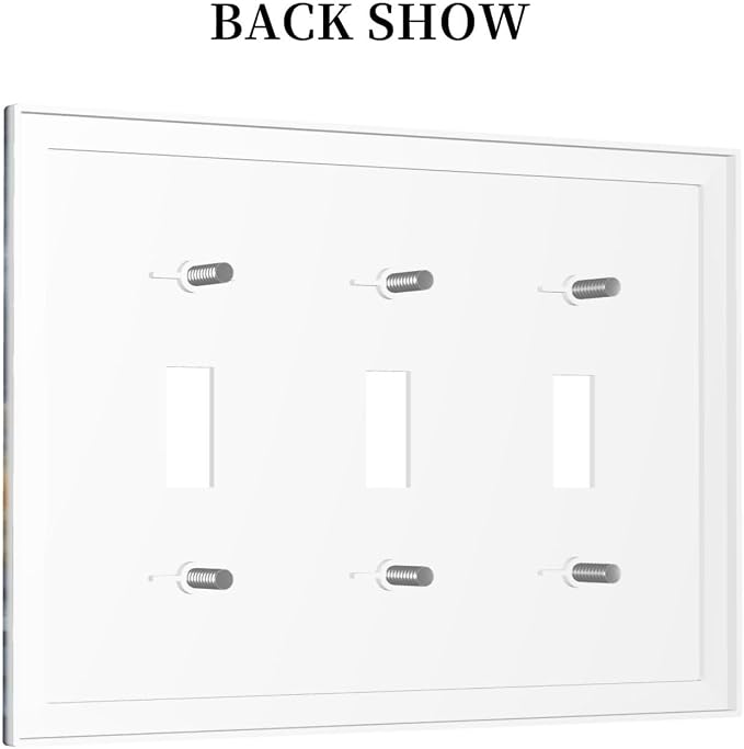 Decorative Switch Plate Covers Gold Dark Blue Gilt Haze Marble 3 Gang Light - Image 4