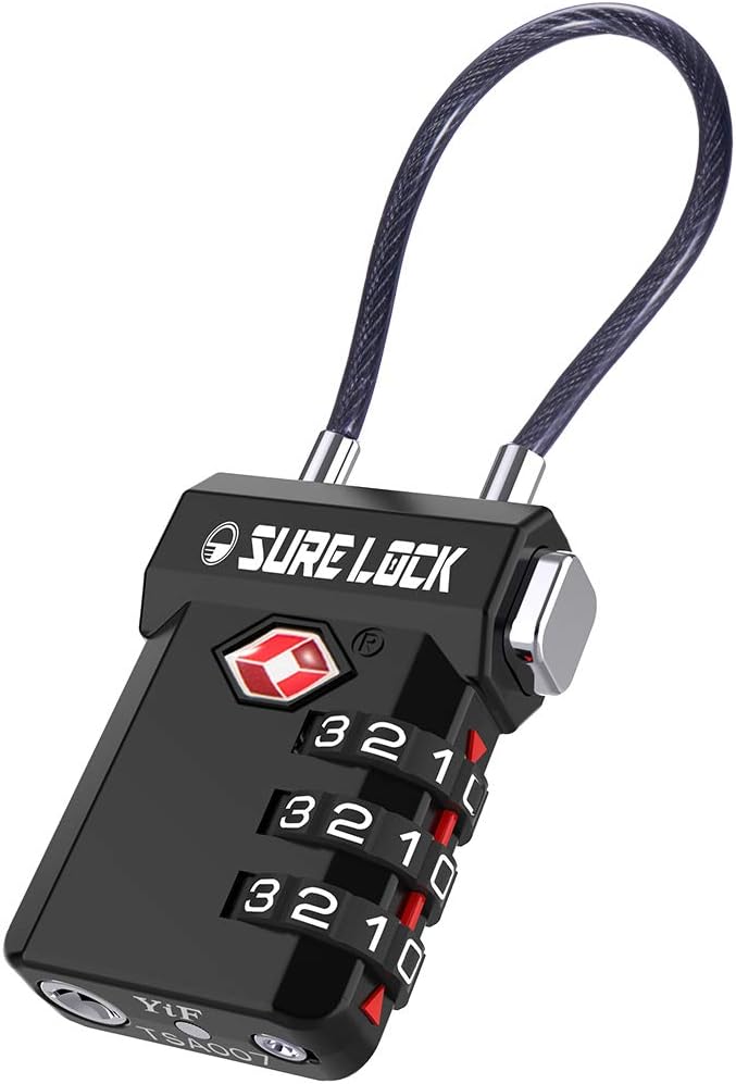 SURE LOCK TSA Approved 3-Digit Combination Luggage Locks – Open Alert Indicator by LOCKDEPOT