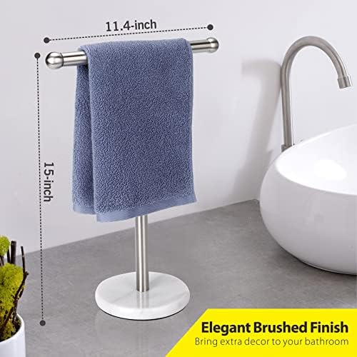 Hand Towel Holder Stand with Heavy Marble Base, T-Shape Towel Rack