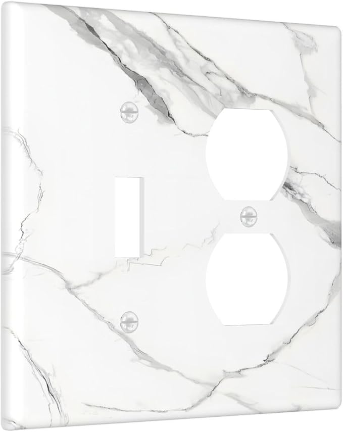 White Marble Abstract Luxurious Print Wallplates 1 Toggle 1 Duplex Switch Plate - Image 2