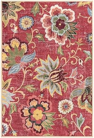 Beeiva Red Kitchen Rugs Non Slip Washable, 2x3 Floral Christmas