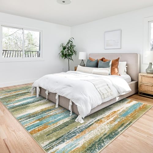 Lansny Modern Abstract 9x12 Large Machine Washable Living Room Rug