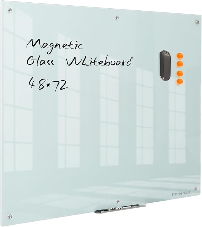 Glass Whiteboard 48 * 72Inches Magnetic Wall Mounted Glass Whiteboard, Large by Unknown