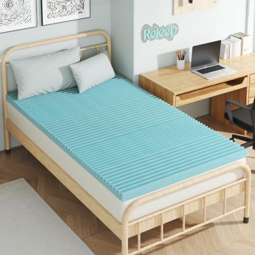 Releep 2IN Cooling Gel Memory Foam Mattress Topper Twin Size, 5-Zone
