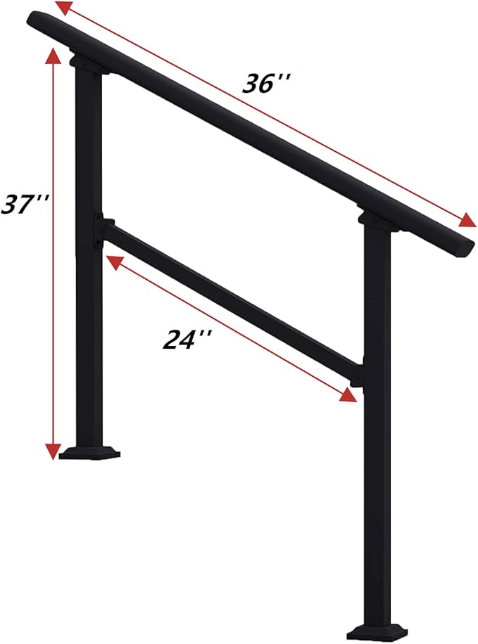 Hand Rails for Outdoor Steps, 3 Step Stair Handrail & Indoor Stair Railing - Image 2